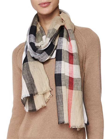 burberry check linen scarf|Mehr.